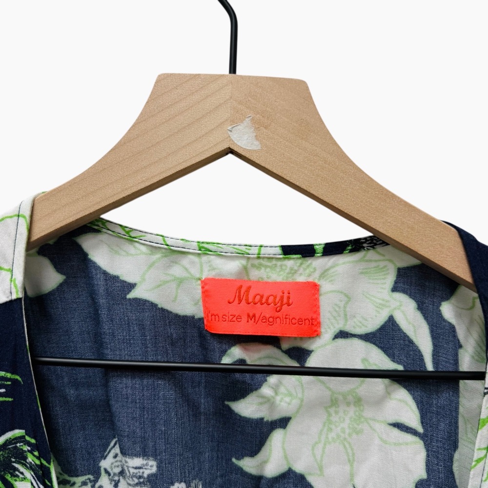 Maaji Floral Print Kimono Maxi Dress Wrap Belted‎ Bell Sleeves Green Size Medium - Picture 5 of 9